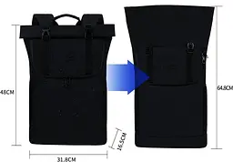 Рюкзак офісний Kroser Roll Top для ноутбука 48x31,8x16,5 см Чорний (DE-KTF905CDH) - мініатюра 3