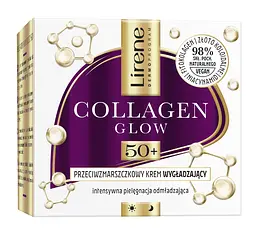 Розгладжувальний крем для обличчя Lirene Collagen Glow Anti-Wrinkle Smoothing Cream 50+, 50 мл - мініатюра 2