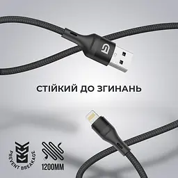 Кабель ArmorStandart AR87 USB to Lightning 3A 1.2m Black (ARM64037) - мініатюра 2