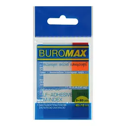 Закладки пластикові з клейким шаром Neon BM.2305-98, 45x12 мм, 5x20 аркушів, 2 шт. в упаковці (В асортименті)