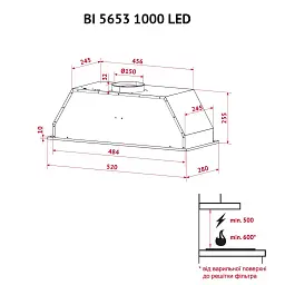 Витяжка повновбудована Perfelli BI 5653 WH 1000 LED - мініатюра 12