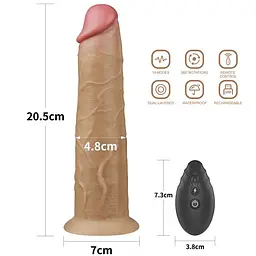 Вібратор реалістичний з ротацією Dual-Layered Silicone Rotator 8" LoveToy тілесний - мініатюра 3