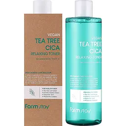 Заспокійливий тонік  FarmStay Vegan Tea Tree Cica Relaxing Toner з олією чайного дерева 400 мл - мініатюра 2