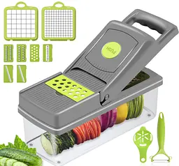 Овочерізка-подрібнювач Veggie Slicer 14 в 1 ситечко для яєць і ніж для чищення овочів KA-808 - мініатюра 10