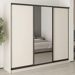Шафа-купе тридверна MebelStar Уні BG 2ДСП/Дзеркало 240x60x210 см Кашемір (MBS-7996)