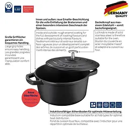 Каструля чавунна з кришкою KELA Calido чорна 21 см 2,5 л (12470) - мініатюра 7