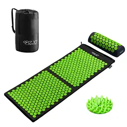 Килимок акупунктурний 4FIZJO Аплікатор Кузнєцова з валиком 128 x 48 см Black/Green 4FJ0048 (P-5907222931769)