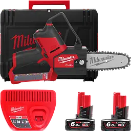 Пила ланцюгова акумуляторна безщіткова MILWAUKEE, M12 FHS-602X, шина 15см (зарядний пристрій С12 С, 2 акумулятори М12 В6 6Аг, чо