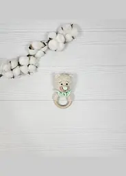 Брязкальце ручної роботи "Ведмедик" a.l.babybox Св Беж-світло м'ятний