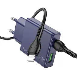 МЗП Hoco N45 Biscuit PD30W+QC3.0 + Type-C to Lightning Titanium blue - мініатюра 5