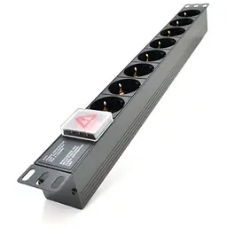 Силовий блок 19" 8 розеток, без кабеля, вимикач, алюм. корпус Pipo (PP8PDUGRC14)