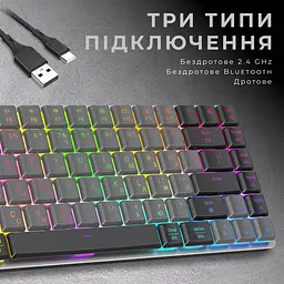 Клавіатура GamePro Red Swich Low Profile RGB Wireless Bluetooth USB Dark Gray бездротова (MK230R) - мініатюра 11