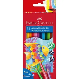 Олівці кольорові Faber-Castell акварельні , 12 кольорів + пензлик (114413) (1407) - мініатюра 1