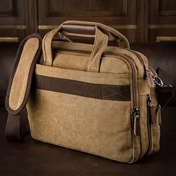 Сумка текстильна для ноутбука на два відділення 20178 Vintage коричневий - мініатюра 4