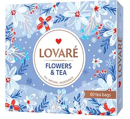 Подарунковий набір чаю Lovare Flowers & Tea 12 видів по 5 штук у подарунковій упаковці