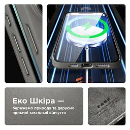 Кожаный чехол-панель для Apple iPhone 15, FAKE Leather Case, серый, искусственная кожа, премиум, противоударный, защита всего корпуса, с мягкой подкладкой, поддержка MagSafe и беспроводной зарядки, ArmorStandart (ARM76289) - мініатюра 4