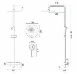 Душова система Rea Lungo brushed copper з термостатом та виливом REA-P8807, Теплий захід сонця - мініатюра 7