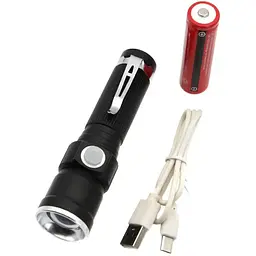 Ручний ліхтар RB-203 із зумом Zoom T6 18650 micro-USB Чорний - мініатюра 3