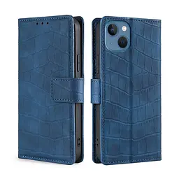 Чохол-книжка Skin Feel Crocodile Texture для iPhone 14 - синій