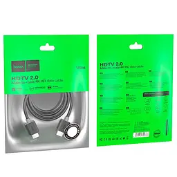 Дата кабель Hoco US08 HDTV 2.0 male to male 4K HD (3m) Black - мініатюра 6