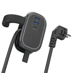 Сітковий підовжувач HOCO NS6 Sharp 1 position(1C2A) desktop socket(EU/GER) Чорний