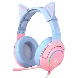 Дротова гарнітура Onikuma Gaming CAT Gradient with RGB K9, 7.1, USB, 2.2m, pink&blue