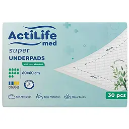 Пелюшки для малюків ActiLife Med Super 60 х 60, 30 шт (4820174981501)