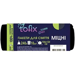 Пакети для смiття Tofix 10шт 240л міцні чорні