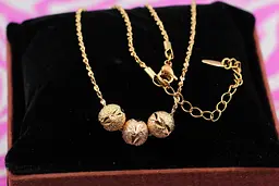 Набір Xuping Jewelry ланцюг з трьома кульками 8 мм 40 см додаток 5 см золотистий - мініатюра 2