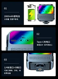 Студійна LED лампа WL-R1,23000-7000K, освітлення для зйомки, RGB підсвічування - мініатюра 5