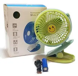 Міні вентилятор Mini Fan GF-175 з прищіпкою та змінним акумулятором 18650 Зелений USB - мініатюра 4