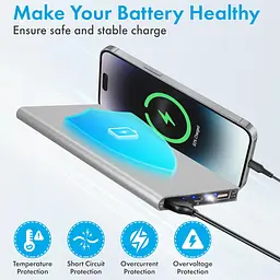 Зовнішній акумулятор Power Bank 20000 mAh УМБ павербанк із ліхтариком LVR 018 Silver (19112) - мініатюра 4