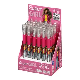 Набір ручок гелевих пиши-стирай з гумовим грипом ZIBI SUPER GIRL 24 штуки, синій колір, товщина письма 0,5 мм ZB.2239