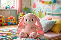 М'яка іграшка-плед та подушка 3 в 1 Зайчик 35×32×40 (см) Рожевий Colorful Home 509-9P - мініатюра 2