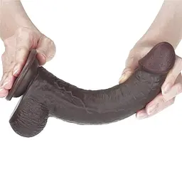 Фалоімітатор - Sliding-Skin Dual Layer Dong 9" Black - мініатюра 5