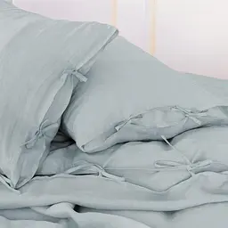 Комплект постільної білизни MirSon Natural Linen Caspian льон полуторний євро сіро-блакитний (2200008248239) - мініатюра 7