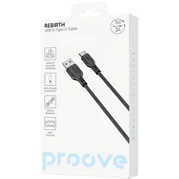 Кабель Proove Rebirth USB to Type-C 3A (1m) black - мініатюра 3