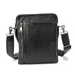 Месенджер класичний чорий в гладкій шкірі Tiding Bag 8009A чорний