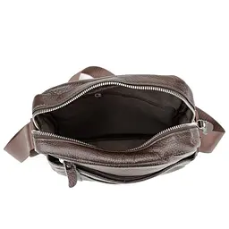 Шкіряний маленький чоловічий месенджер коричневий Tiding Bag M56-0187C