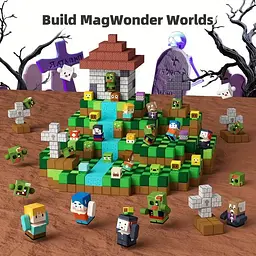 Магнітний конструктор Minecraft 100 шт по грі Майнкрафт Зомбі Mk001042 - мініатюра 5