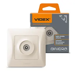 Розетка TV одинарна телевізійна кремова VIDEX BINERA VIDEX (24702-000)