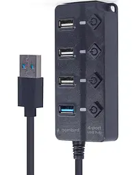 USB-Хаб Gembird 4 порти UHB-U3P1U2P3P-01, пластик, чорний (UHB-U3P1U2P3P-01) - мініатюра 3