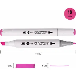 Набір спиртових маркерів Santi Professional SA-18 фуксія 6 шт. (390798) - мініатюра 2