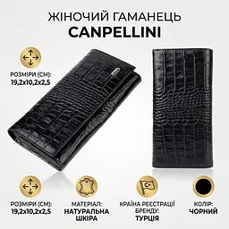 Жіночий гаманець із монетницею з натуральної фактурної шкіри Canpellini 21525 чорний - мініатюра 4
