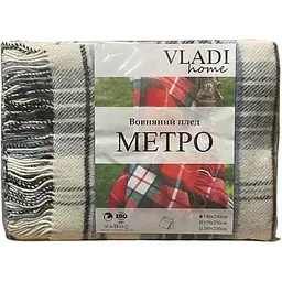 Плед VLADI 140х200 напіввовняний "Метро" біл-сір.блакитн-т.-син.