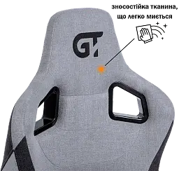 Геймерське крісло GT Racer чорне зі світло-сірим (X-8005 Light Gray/Black Suede) - мініатюра 4