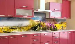 Вініловий кухонний фартух Гори в серпанку наклейка для кухні луг Природа Зелений 65х250 см Happy Pocket Z181440 - мініатюра 3