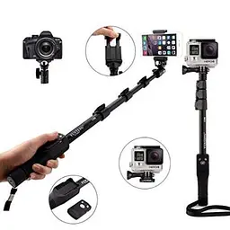 Монопод палиця штатив для селфі професійна Bluetooth пульт з Zoom Yunteng VCT-388 53-142 см чорний - мініатюра 2