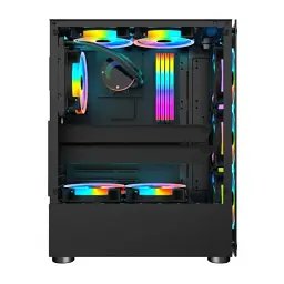 Корпус 1stPlayer V2-A-BK-4F1, Black, без БЖ, Midi Tower, ATX / Micro ATX / Mini ITX, 1xUSB 3.0 / 2xUSB 2.0, макс. CPU - 160 мм / VGA - 300 мм, 4x120 мм ARGB, бічна панель із загартованого скла - мініатюра 3