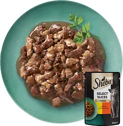 Вологий корм для котів Sheba з куркою та яловичиною в соусі 2.38 кг (28 шт. х 85 г) - мініатюра 4